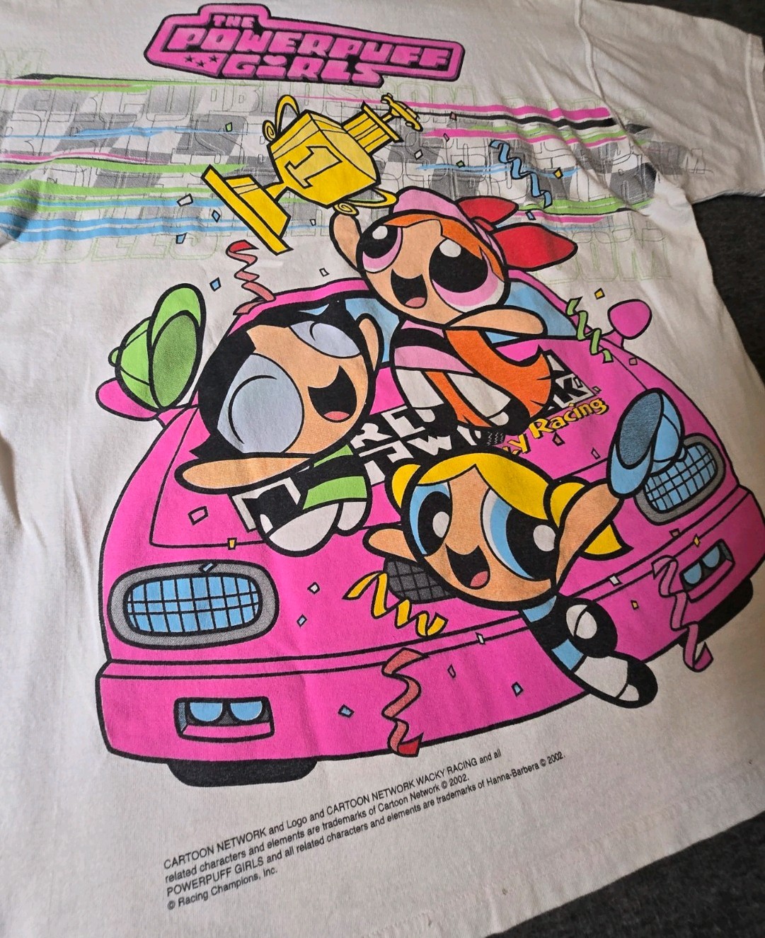 Vtg 02 Powerpuff Girls Wacky Racing Cartoon Network Tee Size L Racing Champions