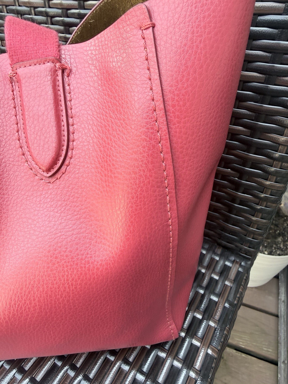 Coach Derby F58660 Red Pebbled Leather Tote Bag/Shoulder/Suede Line