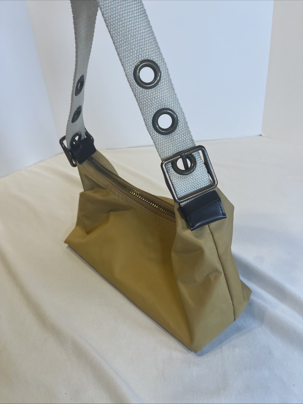 Gap Tan Shoulder Bag Mini Purse Y2K Zip Shut 9.5 x 4.5 Inches Canvas Strap