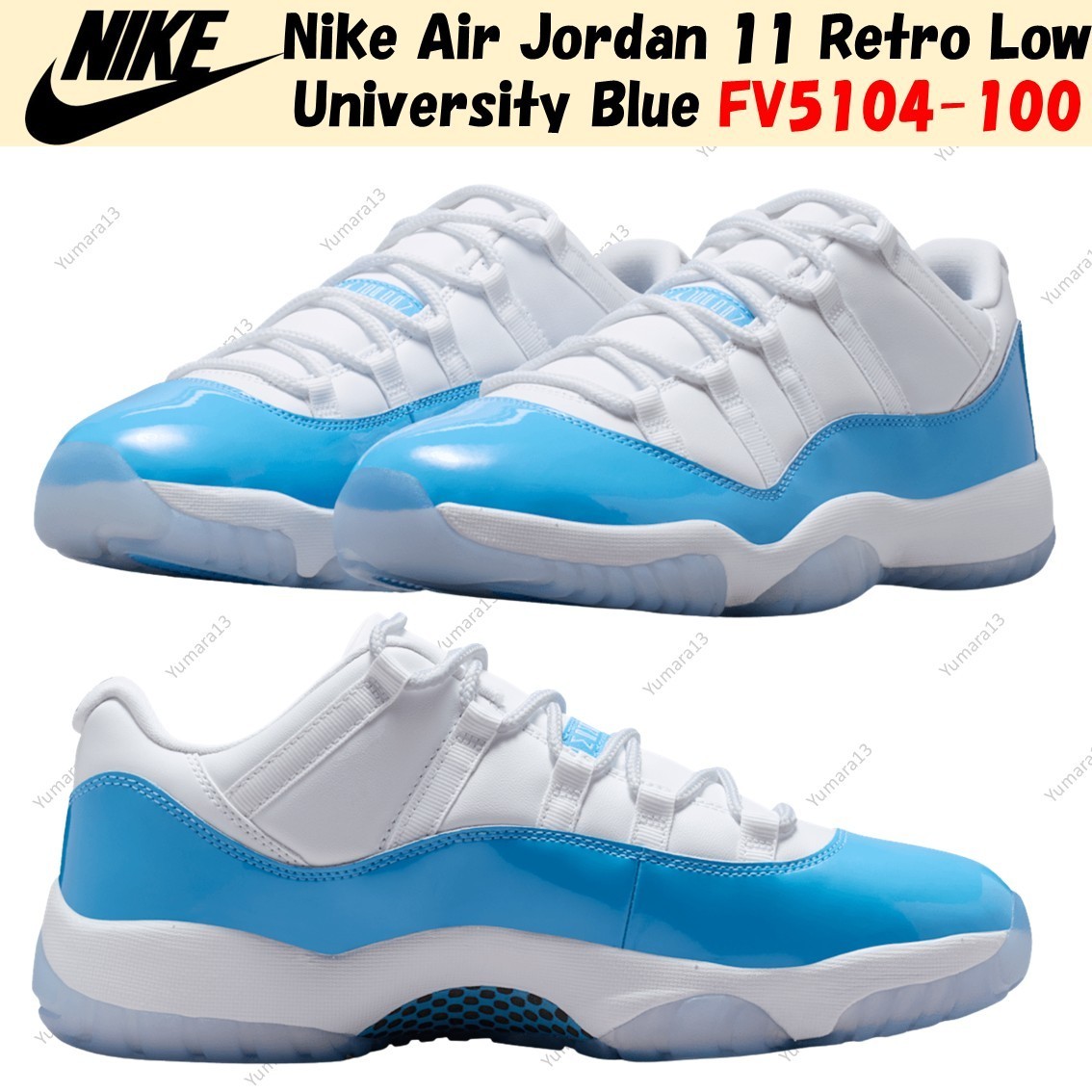 Nike Air Jordan 11 Retro Low University Blue FV5104-100 Men’s Size