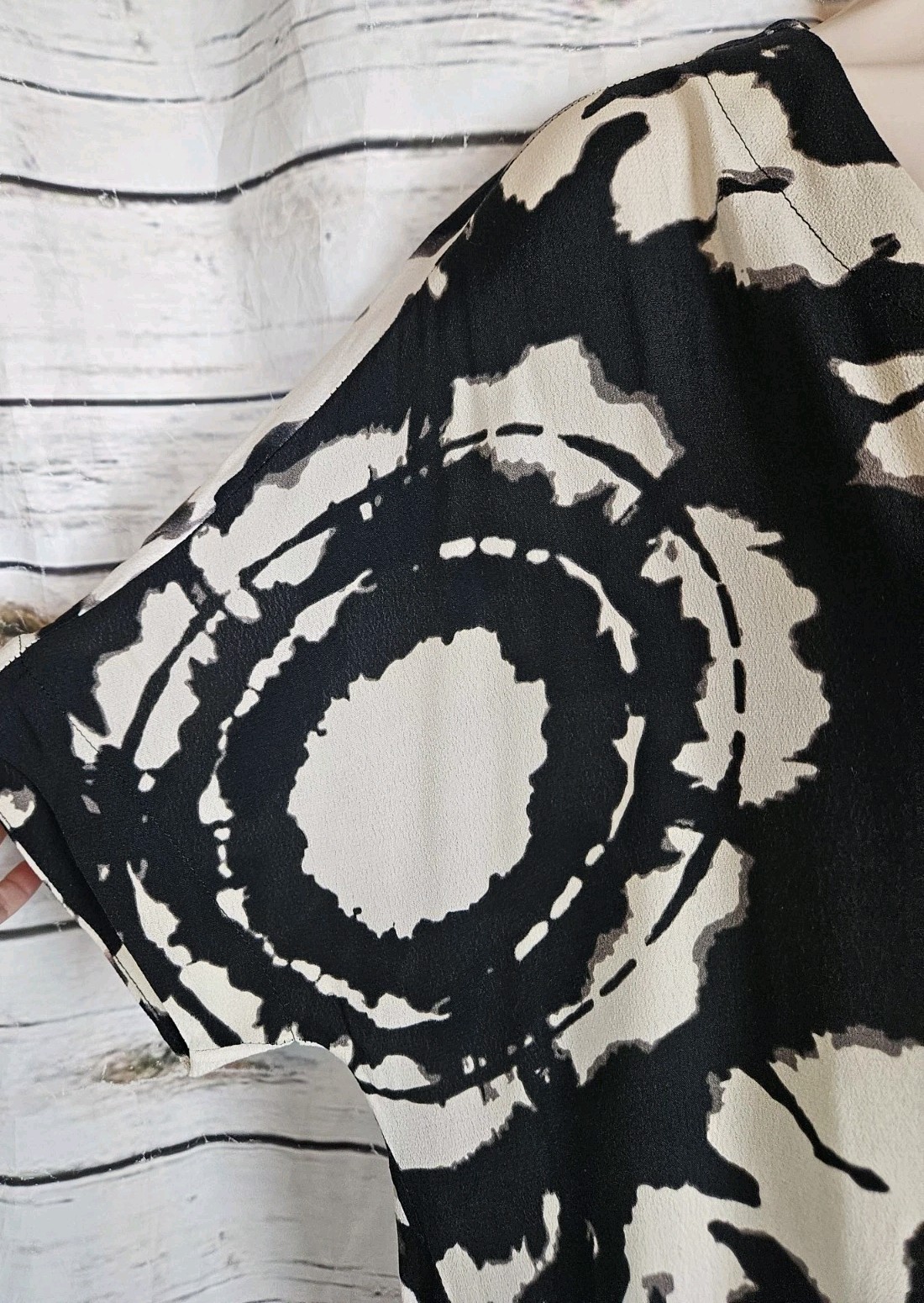 Alembika Black Abstract Floral Dress 2 Medium Midi Viscose Lagenlook