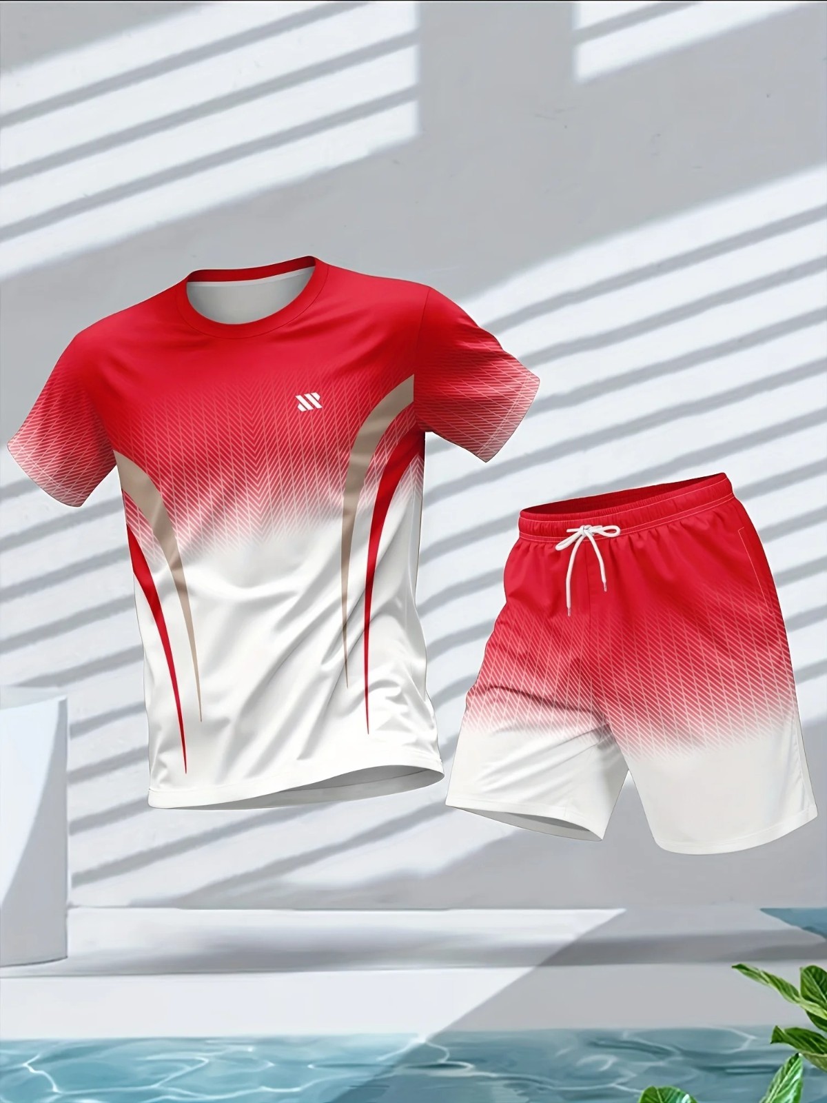Men’s Summer Sports Set Short Sleeve T-Shirt & Shorts 2-Piece Outfit Casual Stre