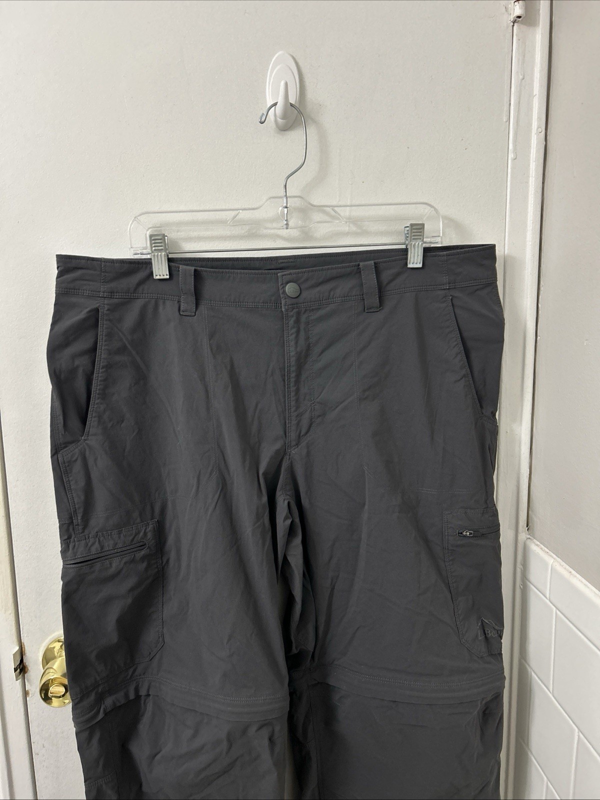 LL Bean Cresta Zip Off Pants Mens 38×32 Gray YKK Water Resistant Hiking 506423