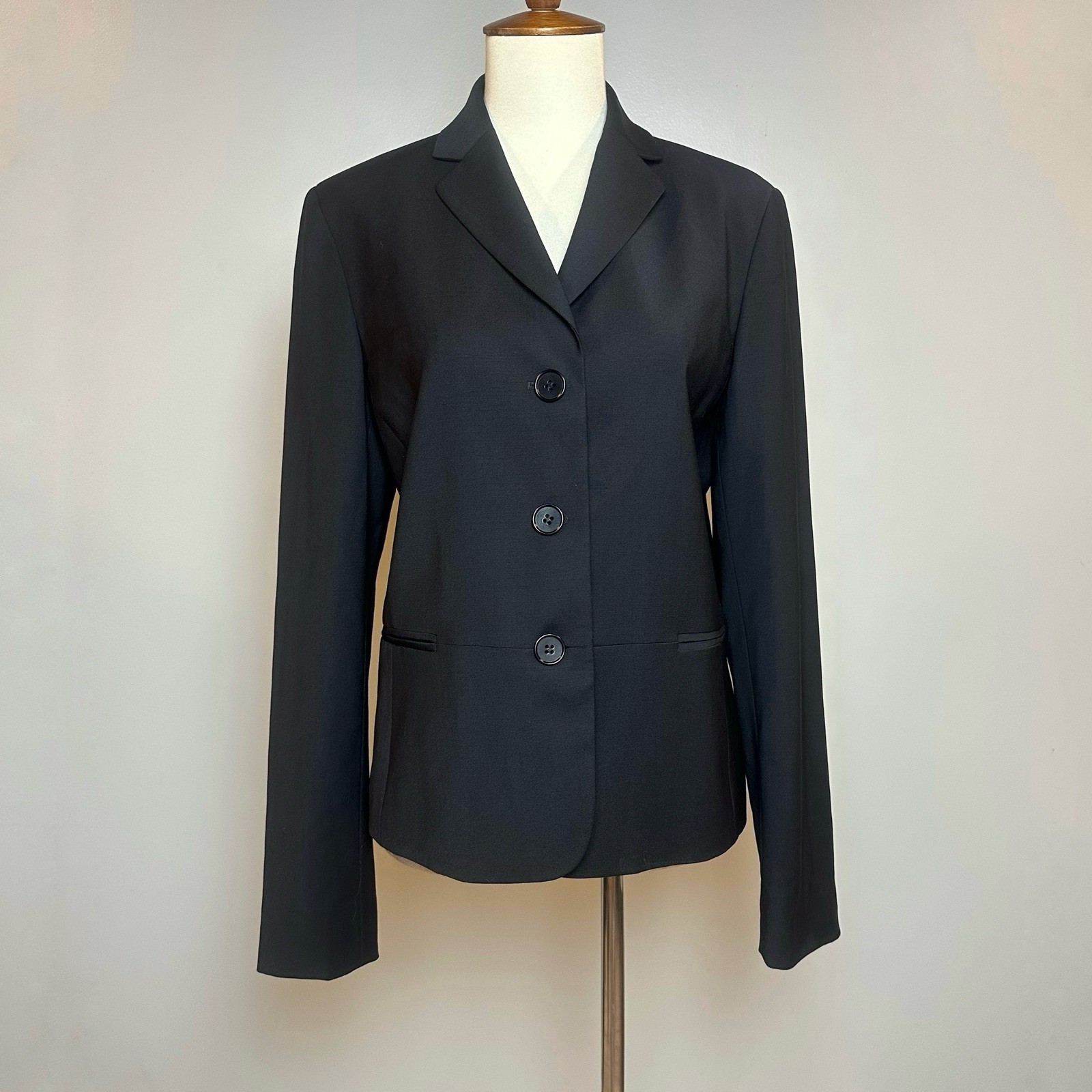 Talbots Size 8 Wool Blend Blazer Black Grace Fit 3-Button Classic Timeless NWT