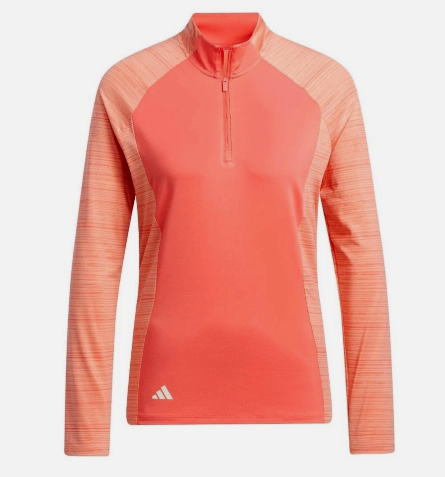 NWT $70 Adidas Ultimate365 Quarter- Zip Mock Orange Golf Pullover Women’s Size M