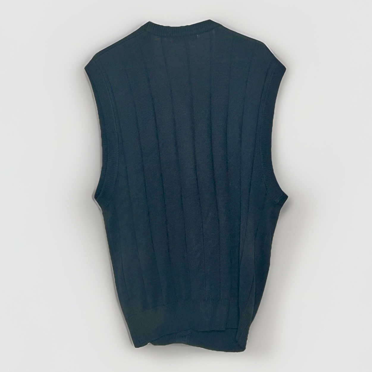 Slazenger Vest Men XL Navy Blue 100% Spun Silk Knit Cable Button Cardigan Golf