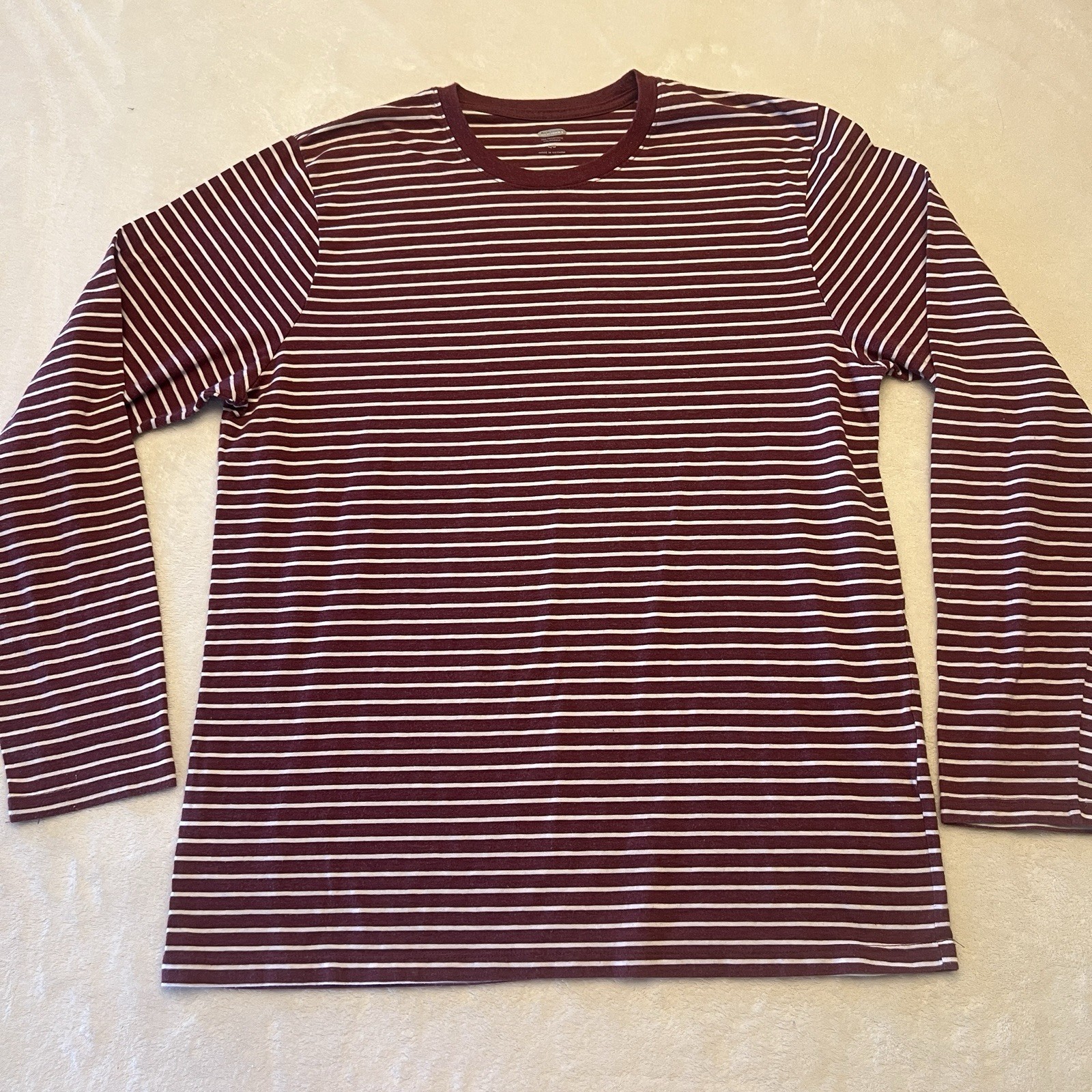 Old Navy Long Sleeve Maroon and white Striped Shirt cotton mens vintage inspired