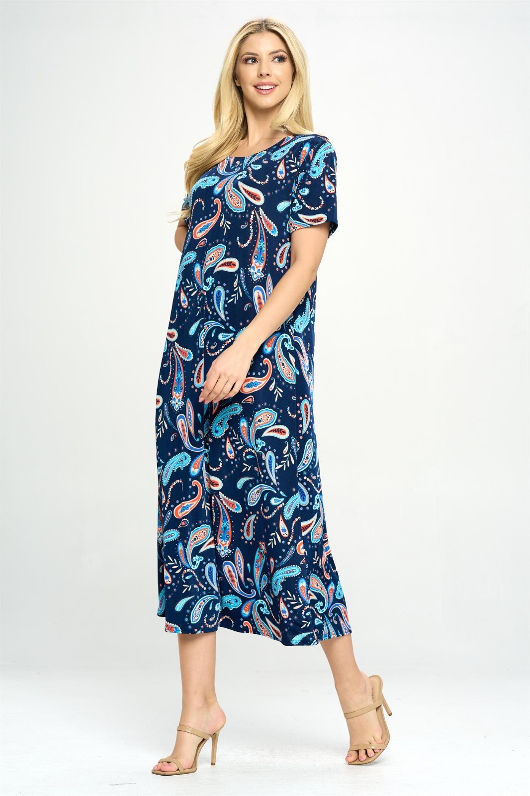 Jostar, Travel Knit Dress, long A-Line, S/S, Stretchy NO-IRON poly/span. 323