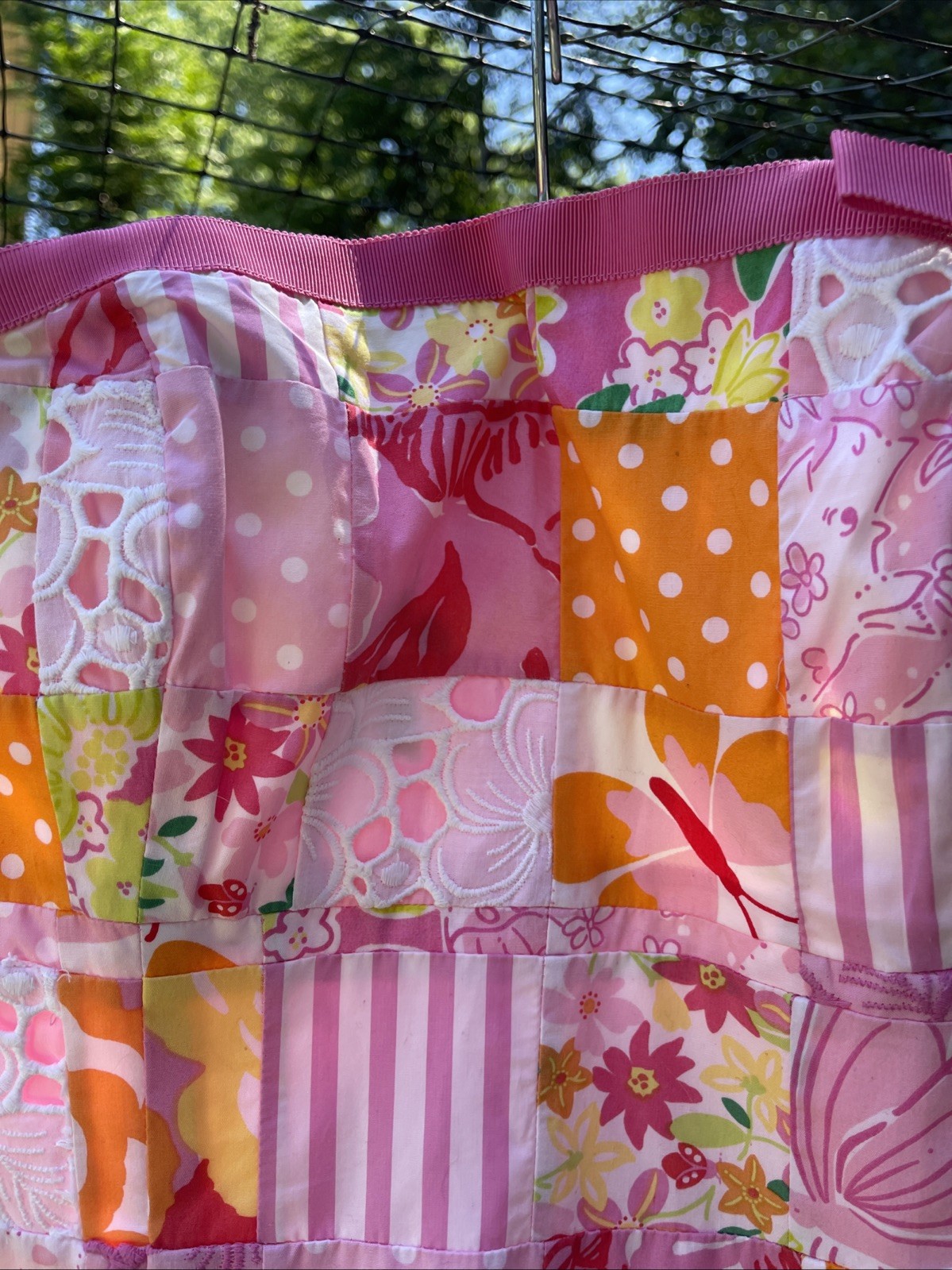 Lilly Pulitzer Bowen Sz 8 Pink Patchwork Mini Strapless Sundress Corset Lined