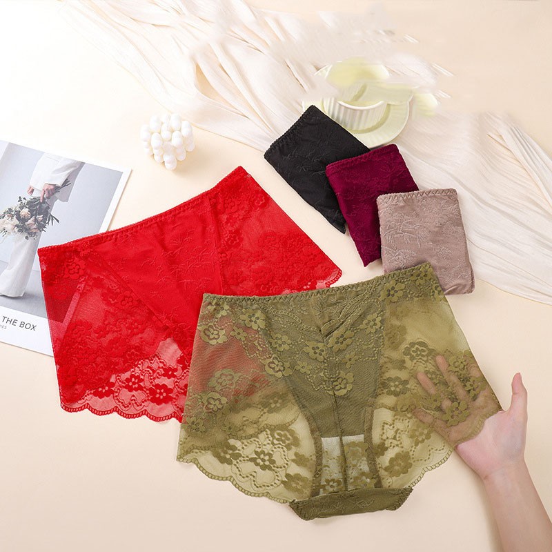 3X Women High Waist Knickers Briefs Lady Lace Seamless Underwear Panties L-4XL