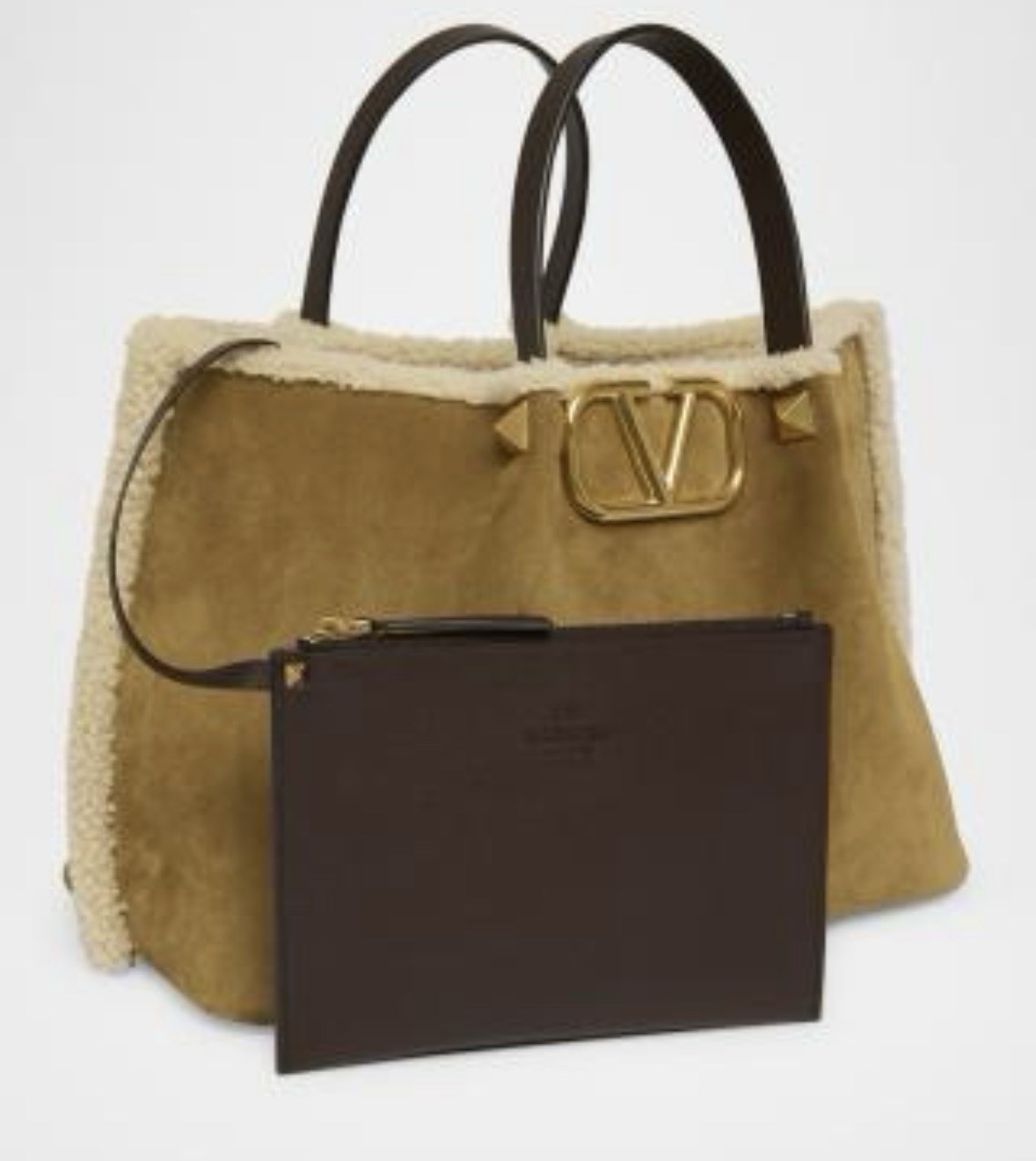 Valentino Garavani Medium Suede Shopping with Shearling Lining. Original $3,700