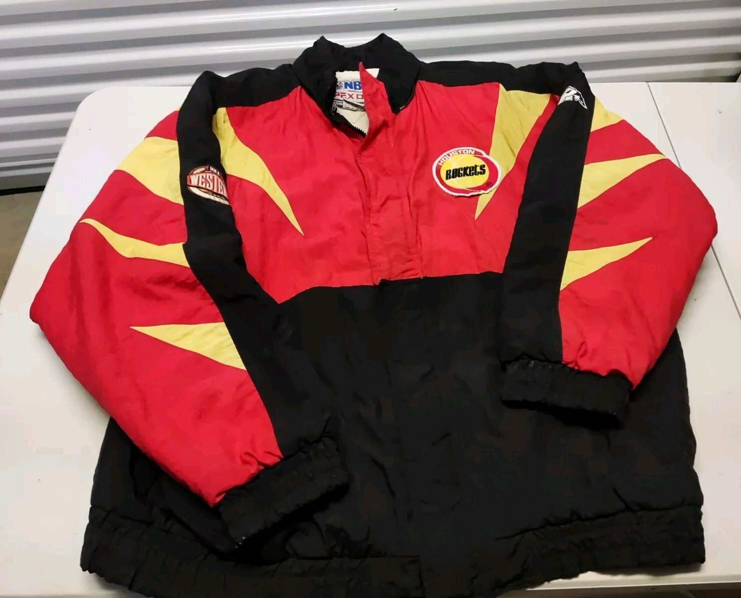 NBA Vintage Puffer Jacket Rockets Houston 1980 Apex One Multicolor L No Hoodie