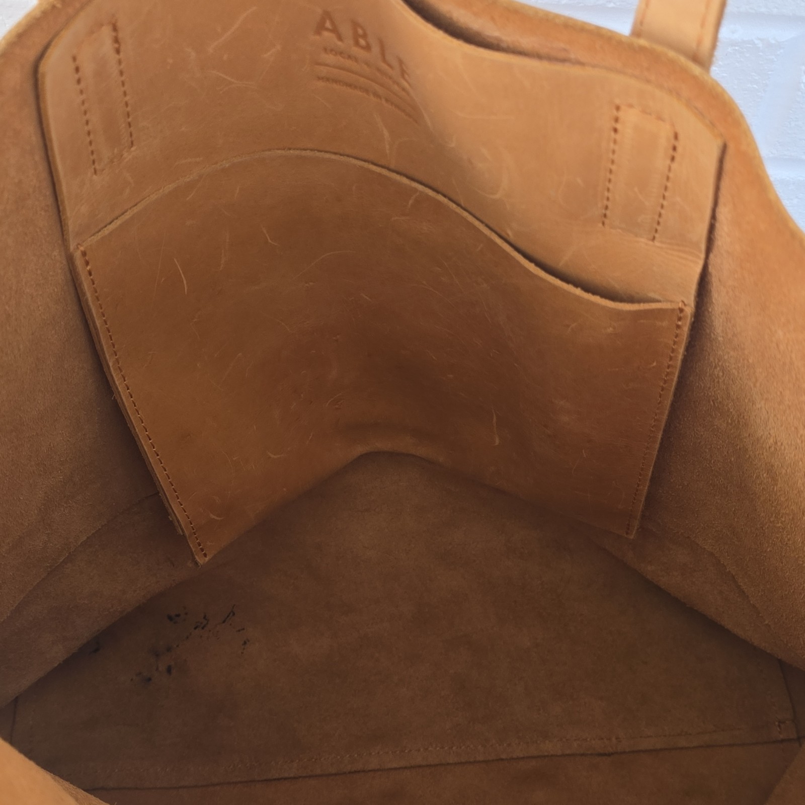 ABLE Mamuye Classic Tote – Cognac Stamped Initials