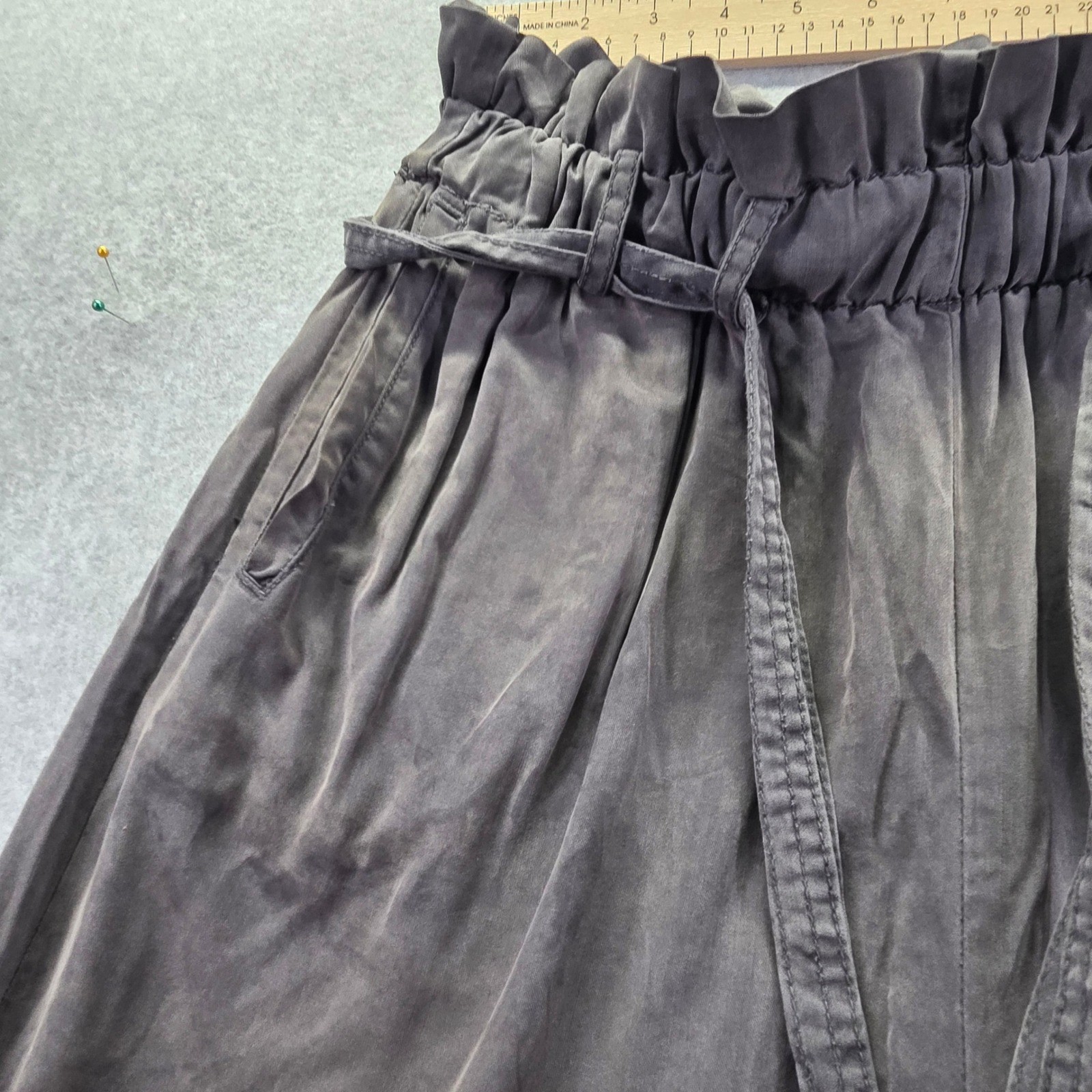 Wishlist Apparel Gray Paperbag Waist Wide Leg Pants Medium Charcoal High Rise