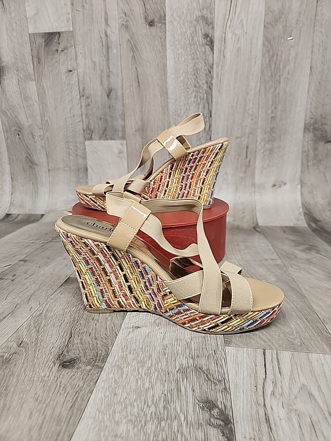 Charles By Charles David Wedge Platform Shoes Colorful Woven Boho Size 8.5 Women