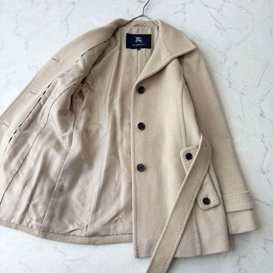 Burberry London Angora Blend Coat Belt Shadow Horse Made in Japan 42