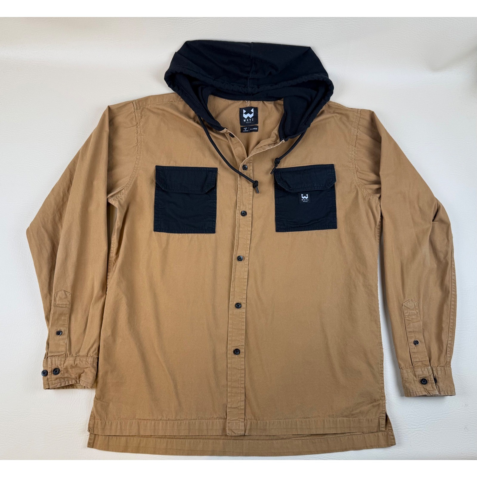 Streetwear Hooded Button Down Shirt Utility Pockets XL WXYZ MFG CO
