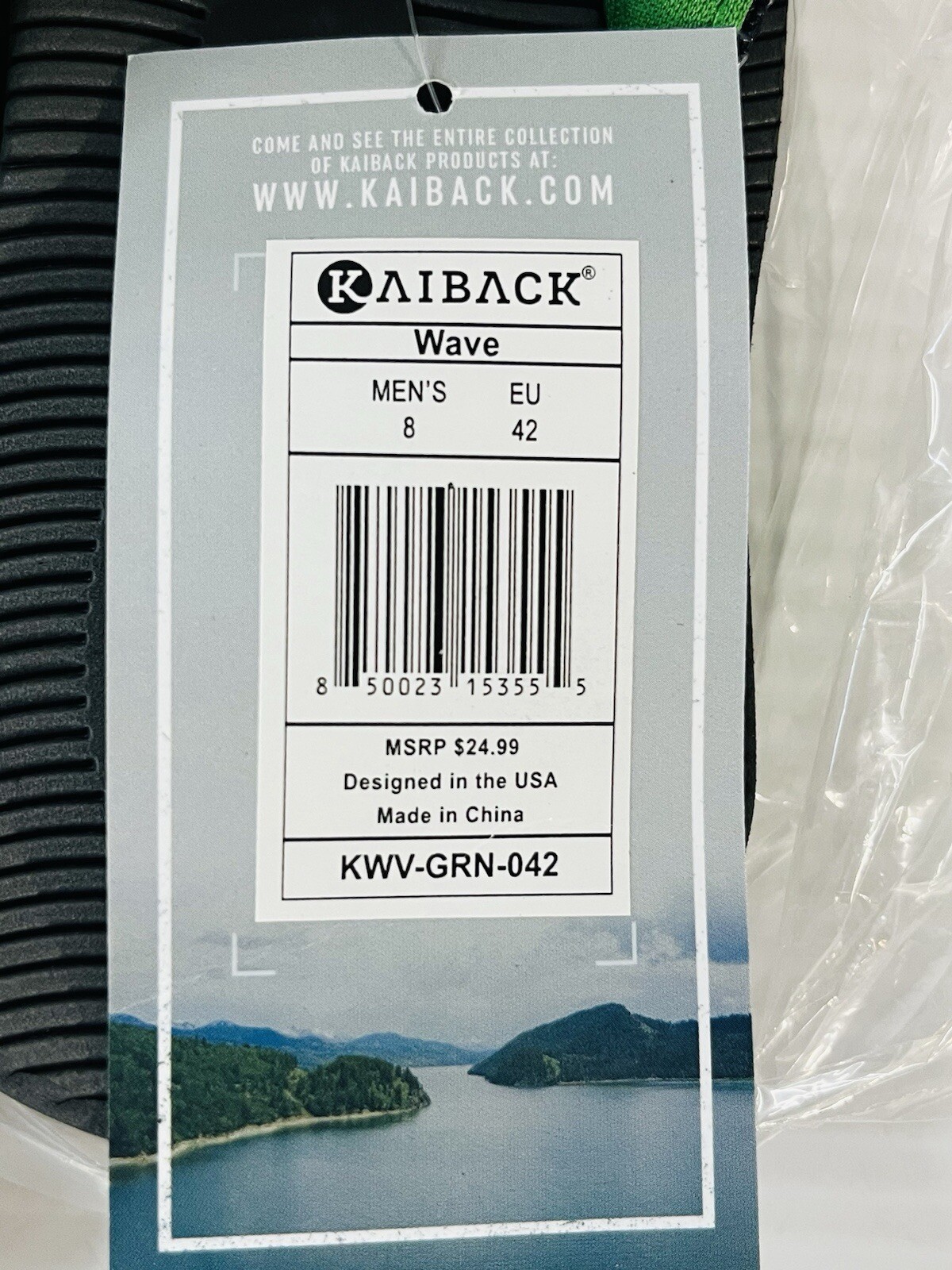 Kaiback Wave Sport Men’s Flip Flop Sandals with Tough Tread Size 8 Green NWT