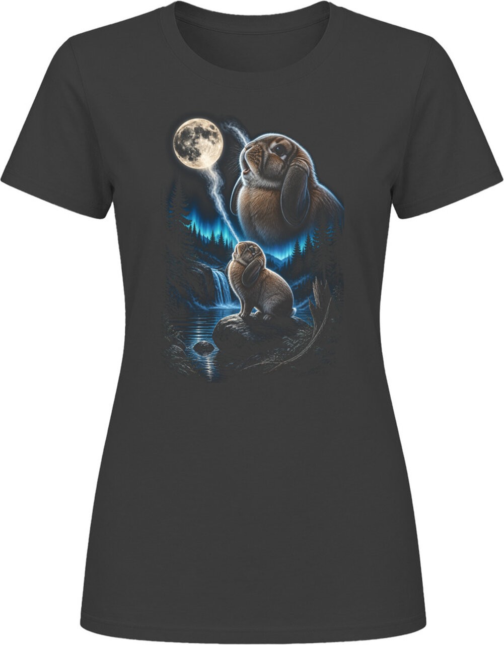 Holland Lop Rabbit Howling at the Moon T Shirt