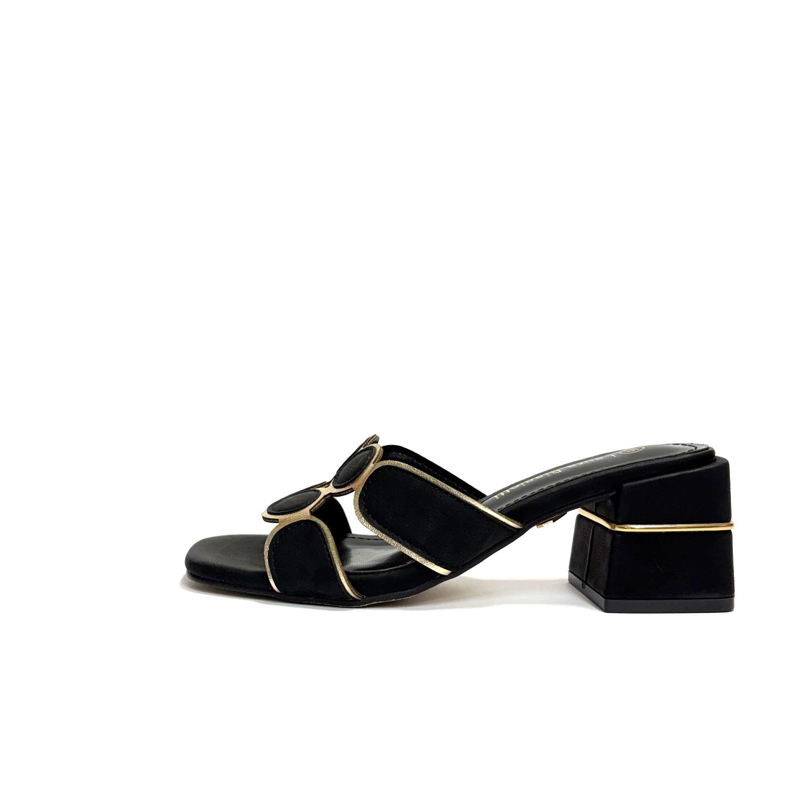 LAURA BIAGIOTTI WOMEN’S SHOES SLIPPERS WITH MEDIUM SQUARE HEEL 9743 BLACK