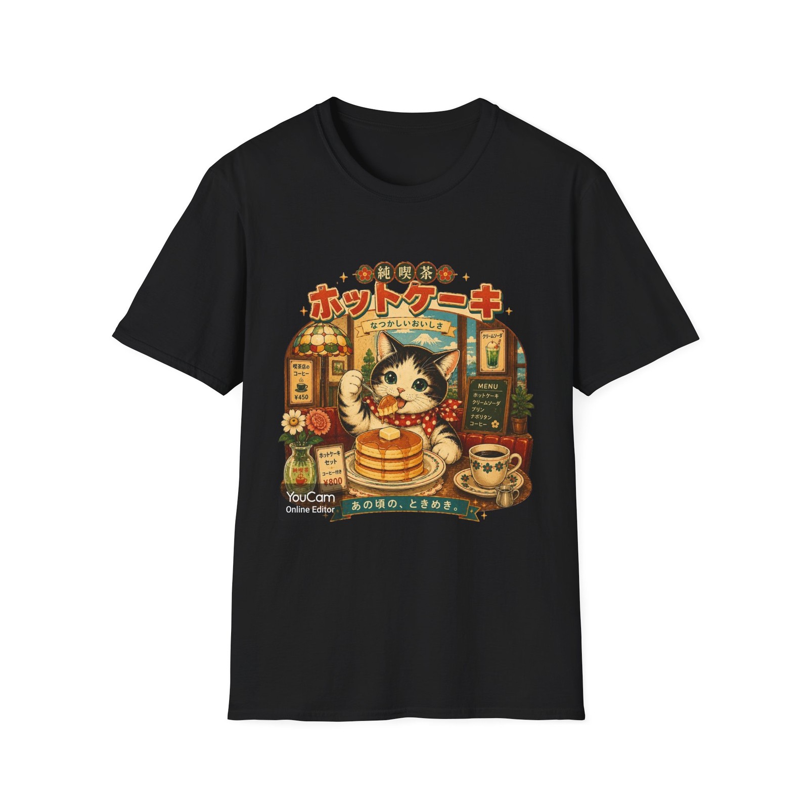 Kawaii Cat Cafe Napolitan Pasta T-Shirt | Retro Japanese Diner