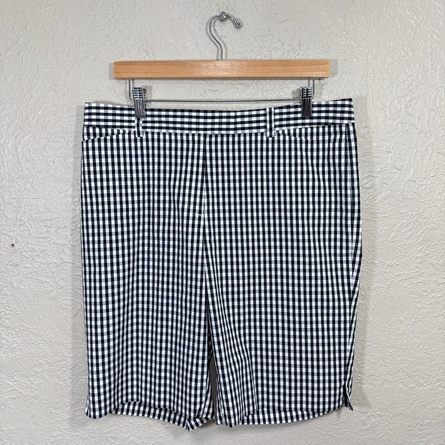 Brooks Brothers Shorts 12 Gingham Check Black White Preppy Stretch Bermuda Golf