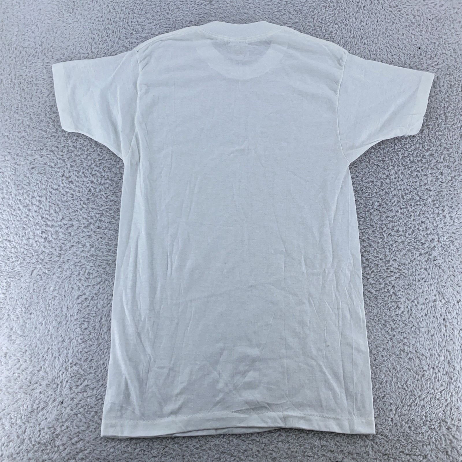 Vintage 80s Permanent Press Blank White Shirt Mens XS 50/50 Poly Cotton Made USA