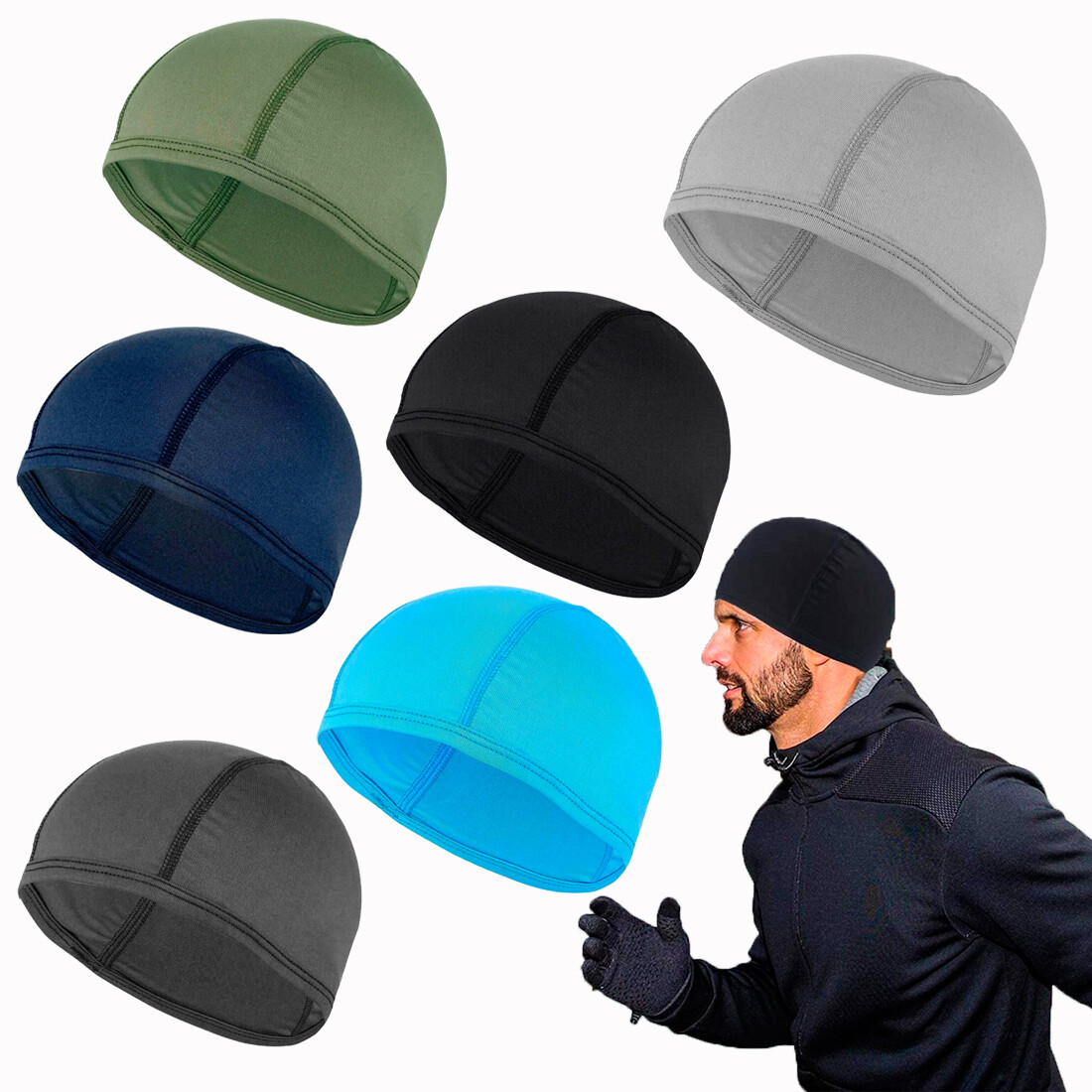 Thin Cooling Bald Dome Skull Cap Moisture Sweat Wicking Helmet Liner Beanie Hat