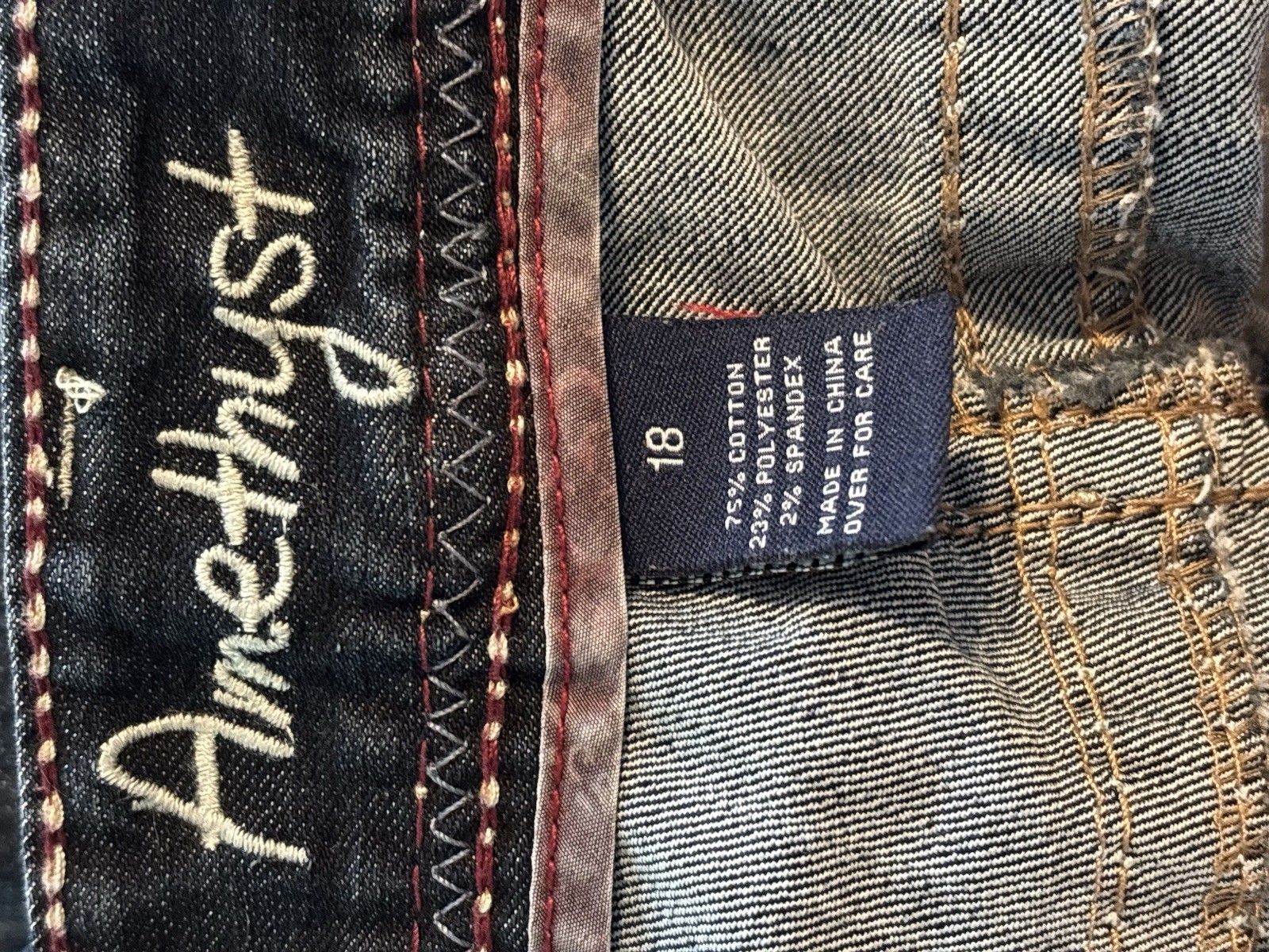 Amethyst Plus Size 18 Jeans Dark Wash Thick Stitch Bootcut Flare Stretch Curvy