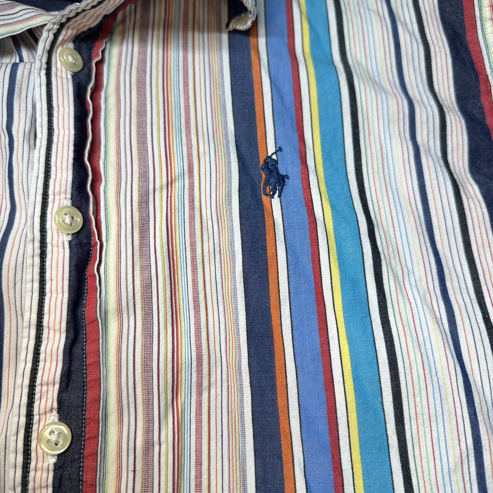 Ralph Lauren Women’s M (12/14) Striped Multicolor Long Sleeve Cotton Button-Up
