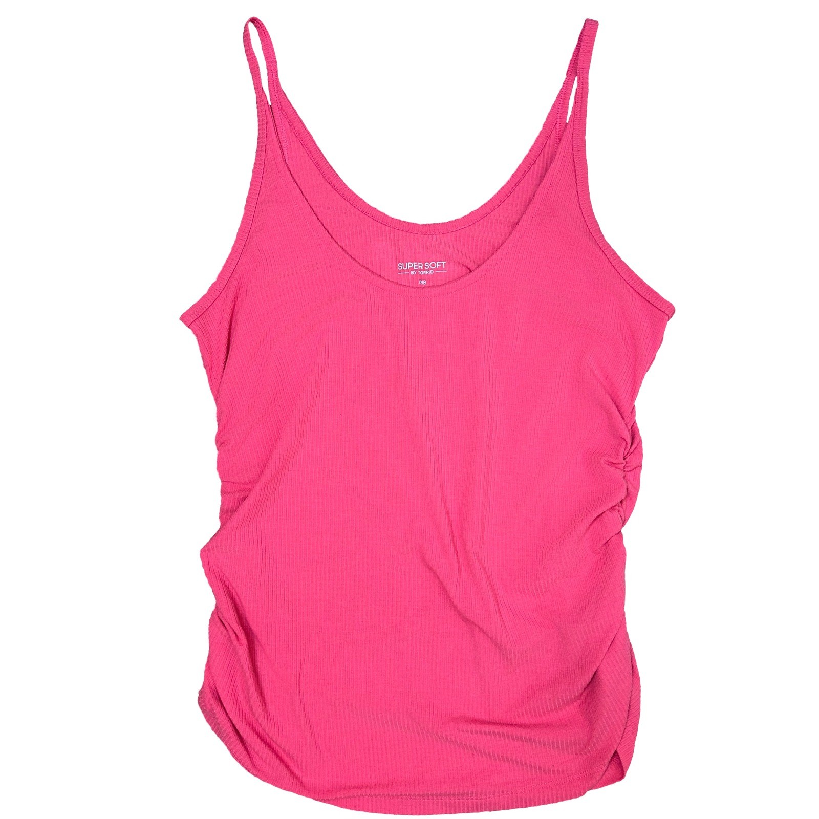 EUC Torrid Side Ruched Ribbed Tank in Pink Torrid Size 2 18 20