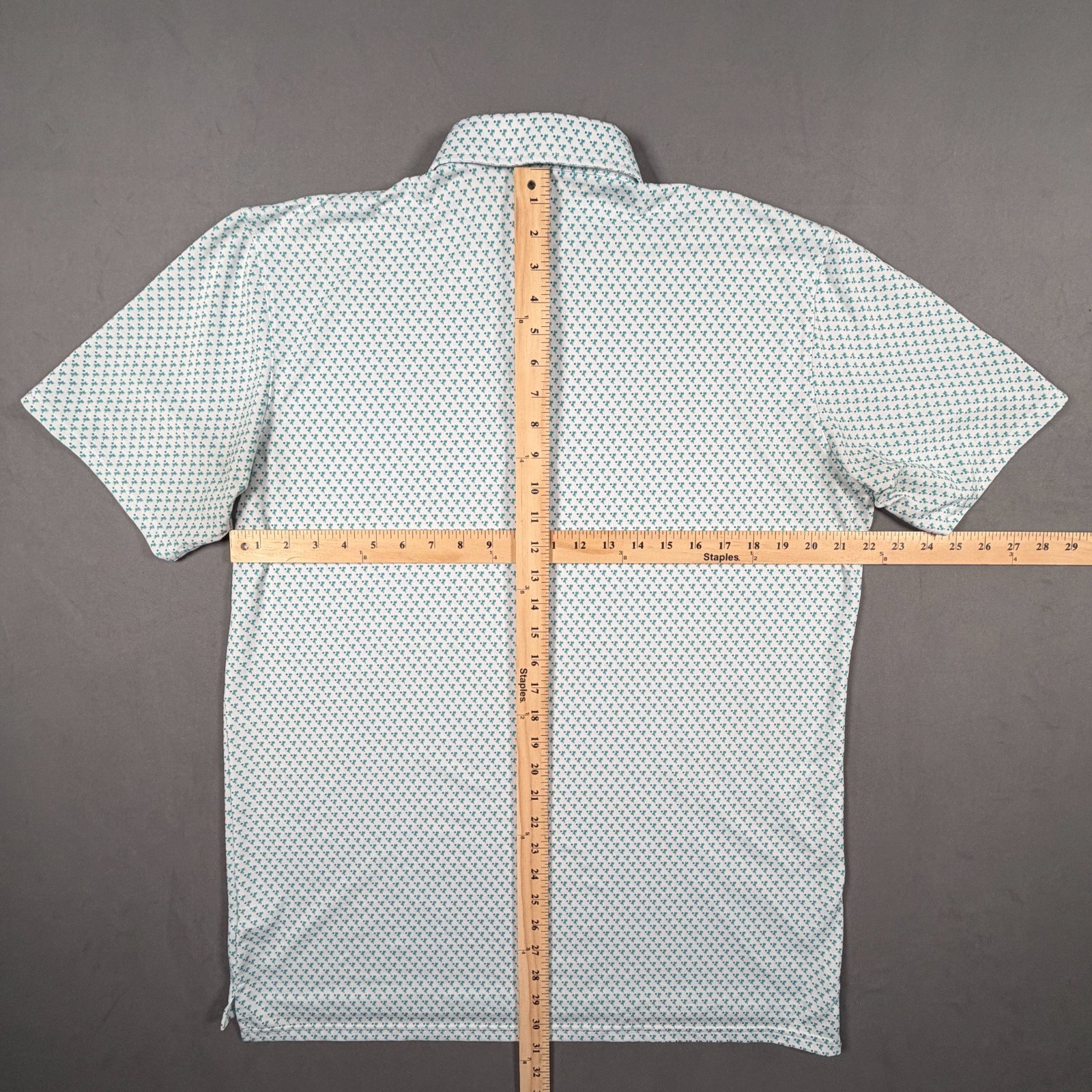 Holderness & Bourne Polo Shirt Mens L The Weaver White Green Blue Golf Stretch