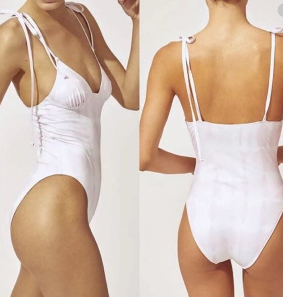 Solid & Striped The Olympia One Piece Swimsuit Pink And White Tye Dye Size Med