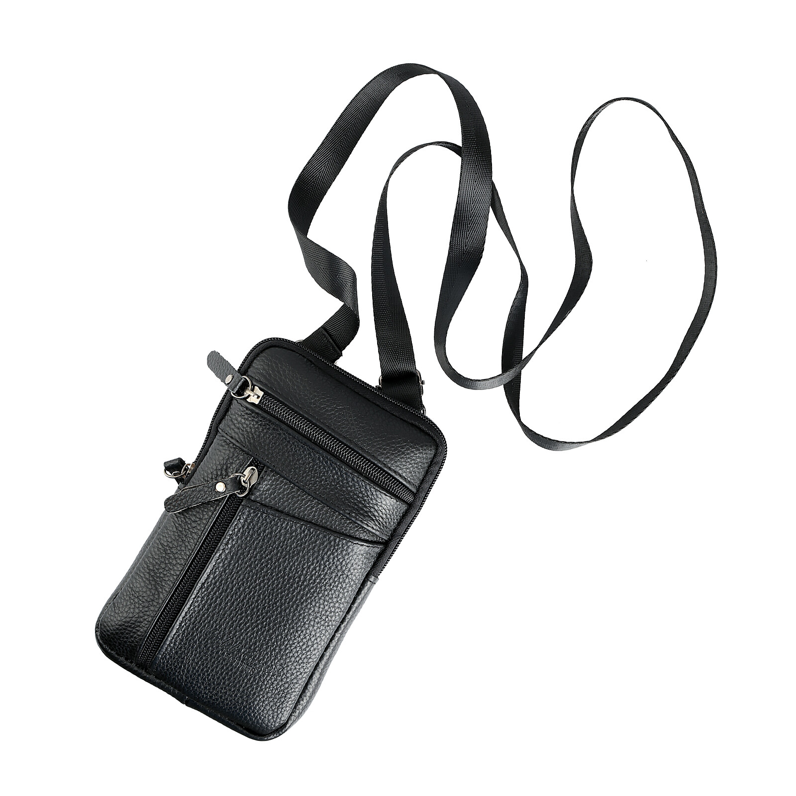 Men Leather Cell Phone Belt Bag Waist Bag Shoulder Pouch Crossbody Purse Pocket