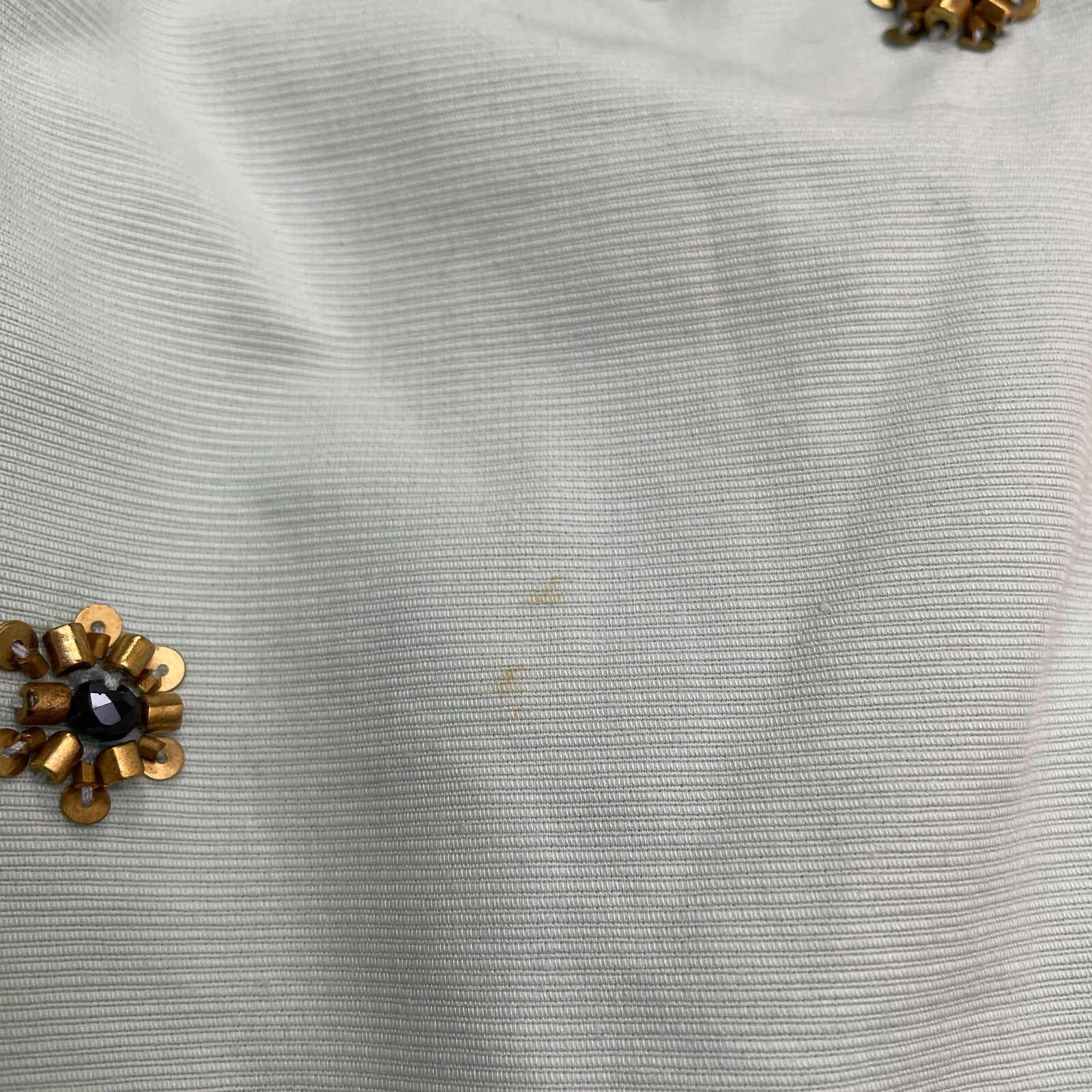 Boden Embellished Beaded Floral Top Blouse Womens 10 Min Green Cotton Stretch
