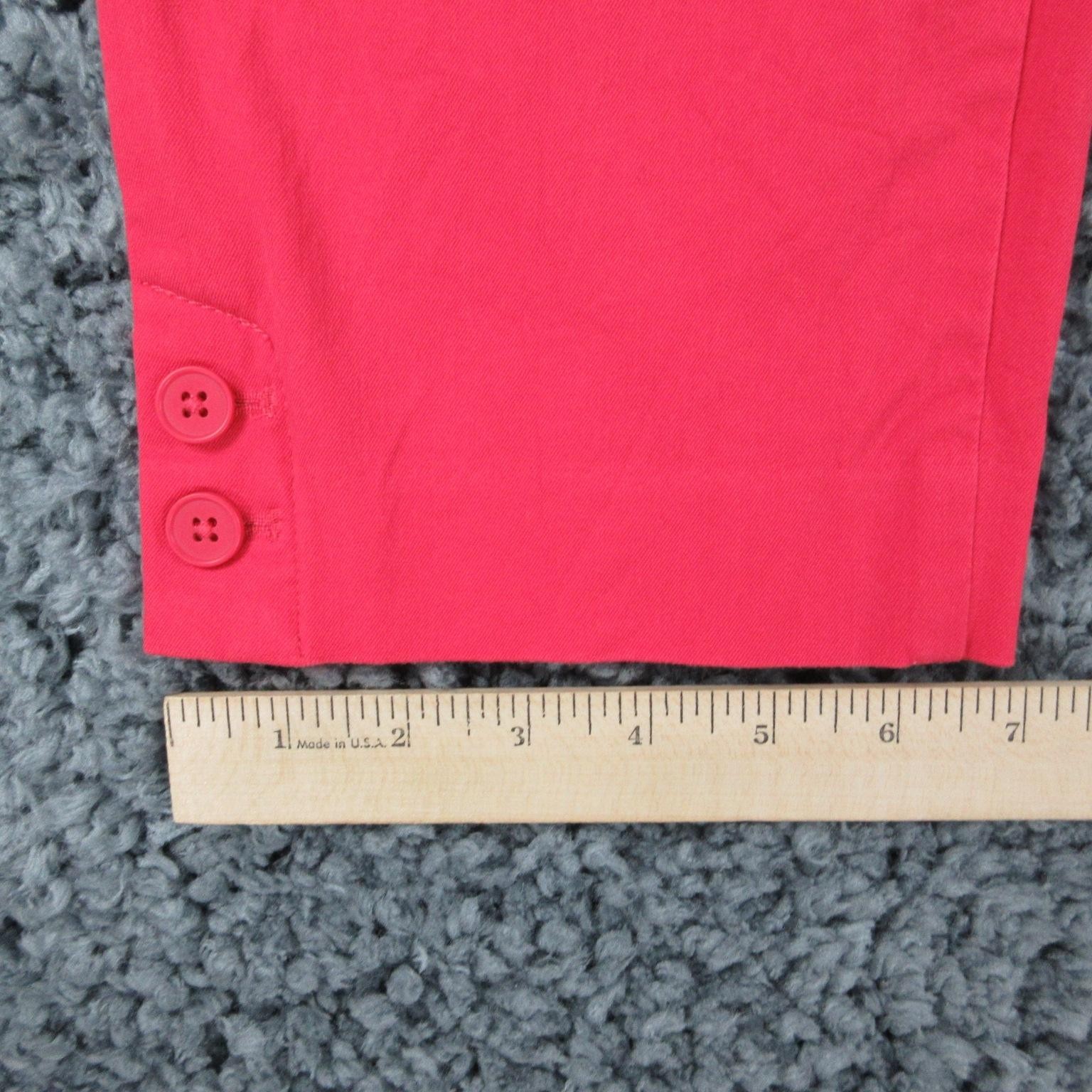 Talbots Pants Womens 6 Pink Capri Curvy Twill Flat Front Zip Button Hem 30×25.5*