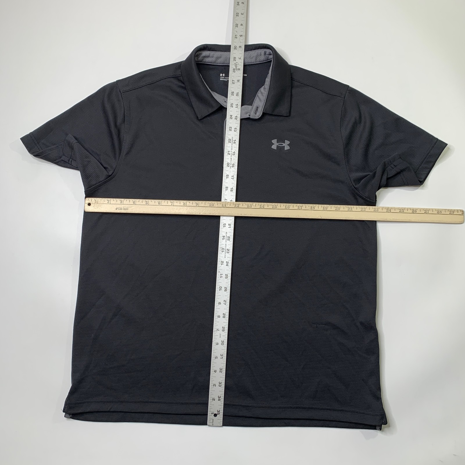 Under Armour Shirt Mens XL Extra Large Black Loose 3-Button Placket Golf Polo