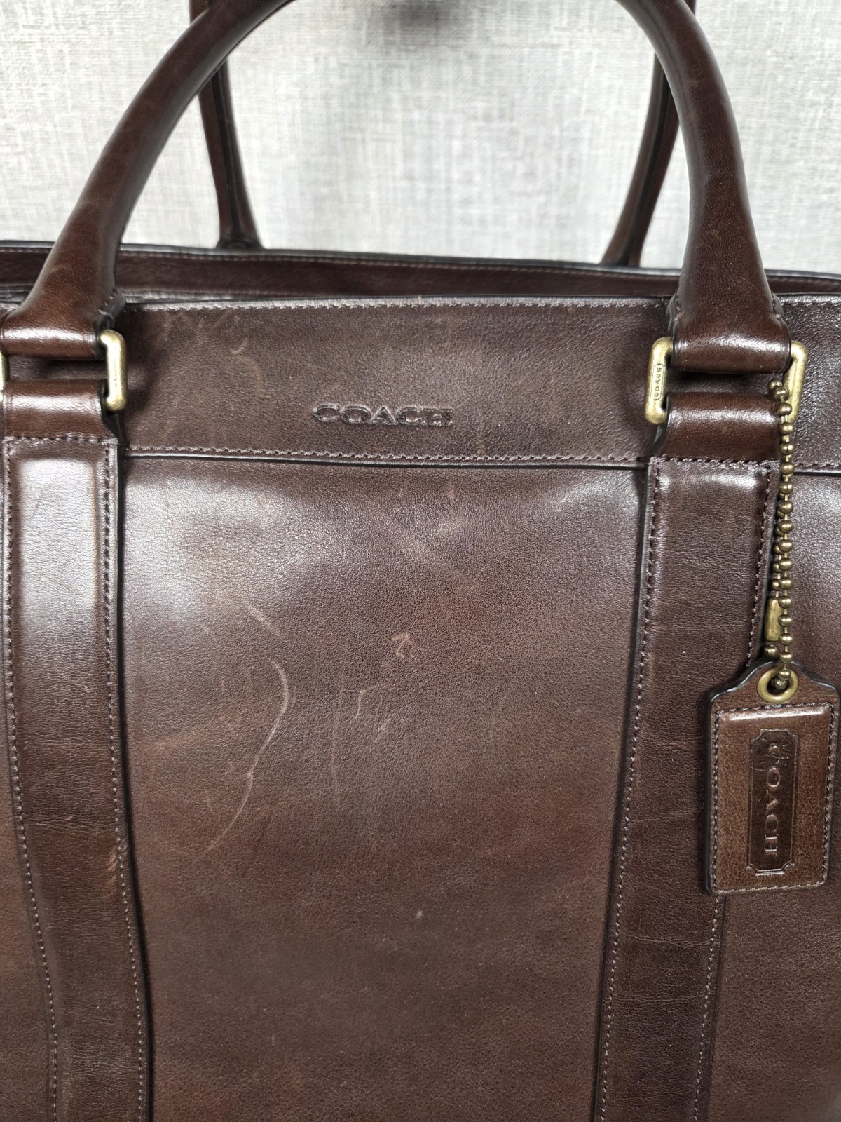 COACH Bleecker Weekend XL Leather Tote Bag Dark Brown RARE COLOR Style# 70487