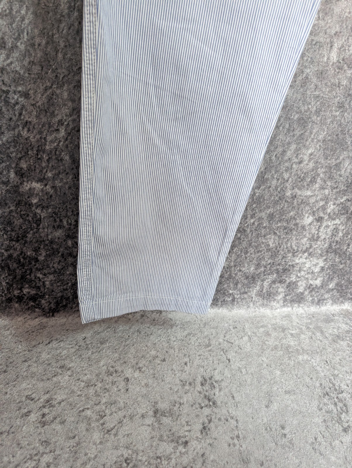 Marks & Spencer Blue & White Striped Tapered Cotton Summer Chino Trousers UK 12