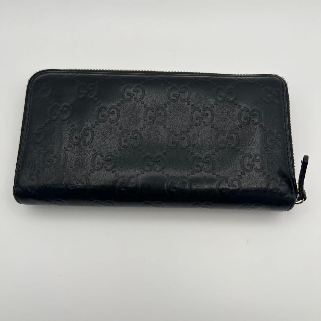 Gucci GUCCI Long Wallet Round Zipper GG Embossed Plate Logo