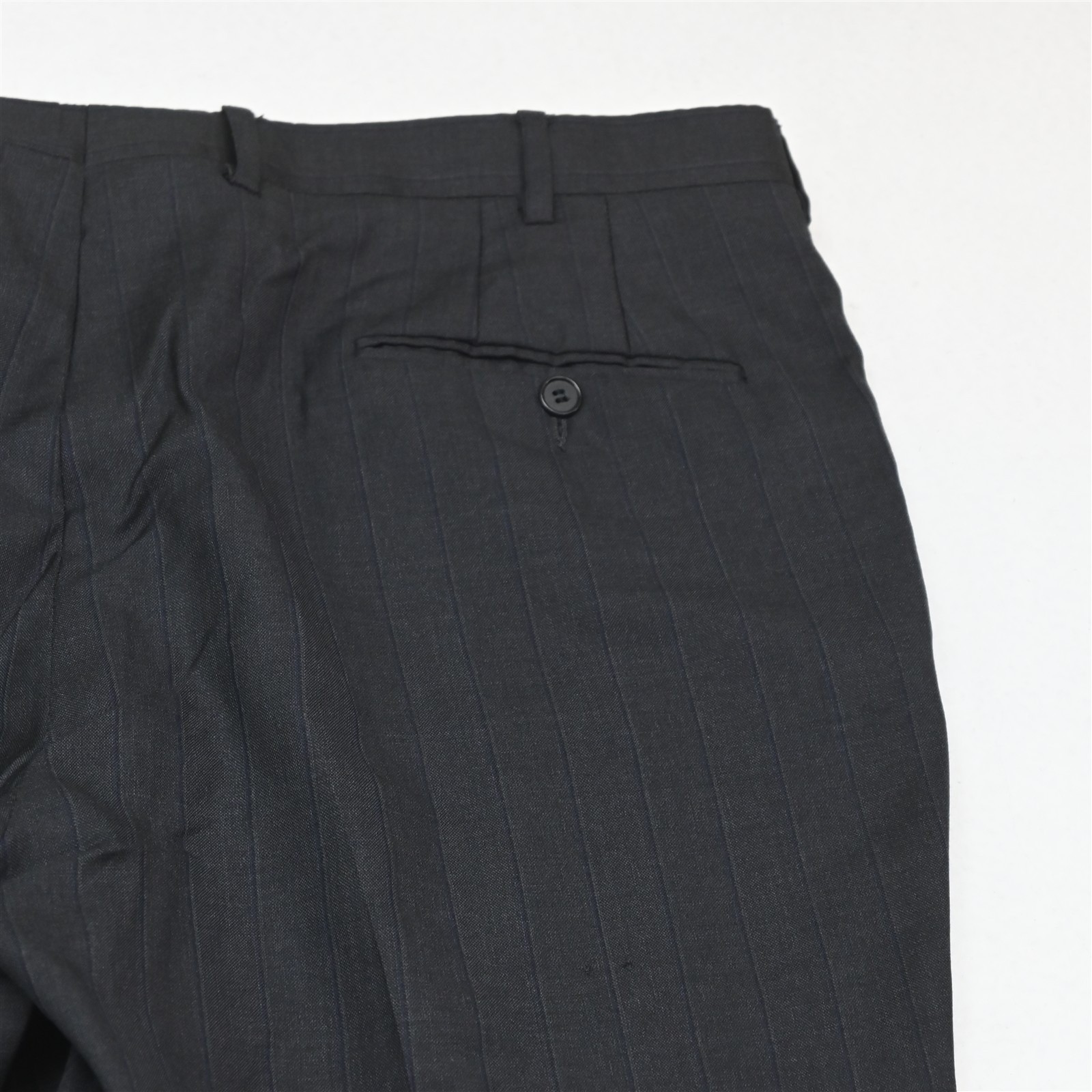 Hickey Freeman 44R 38×30 Gray Striped 100% Wool USA Made Mens Jacket Pants Suit