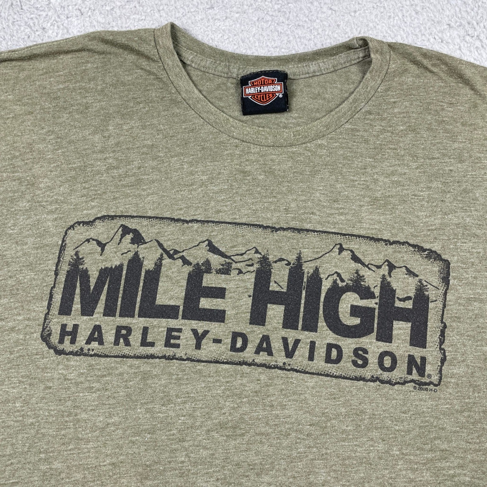 Harley-Davidson Mile High T-Shirt Mens XL (No Tag) Green Denver Aurora 5280 Tee