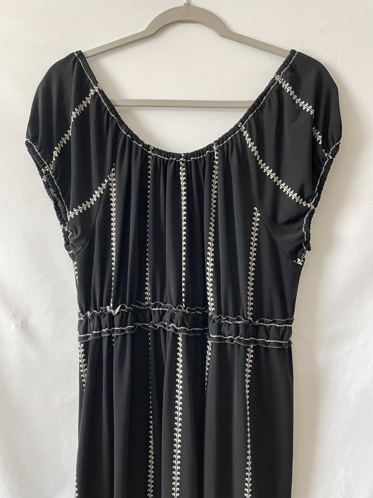 Max Edmon Womens Black Scoop Neck Floral Ethnic Print Fit & Flare Dress Size XL