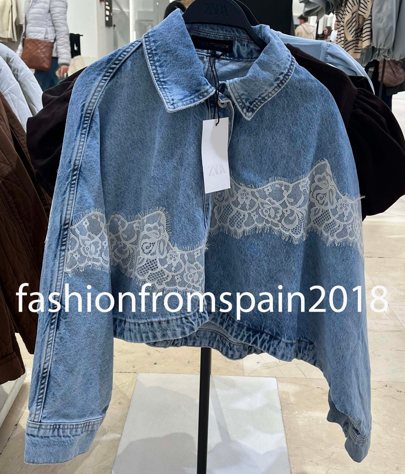 ZARA NEW WOMAN Z1975 SHORT LACE DENIM JACKET MID BLUE XS-S,M-L 6147/059/427