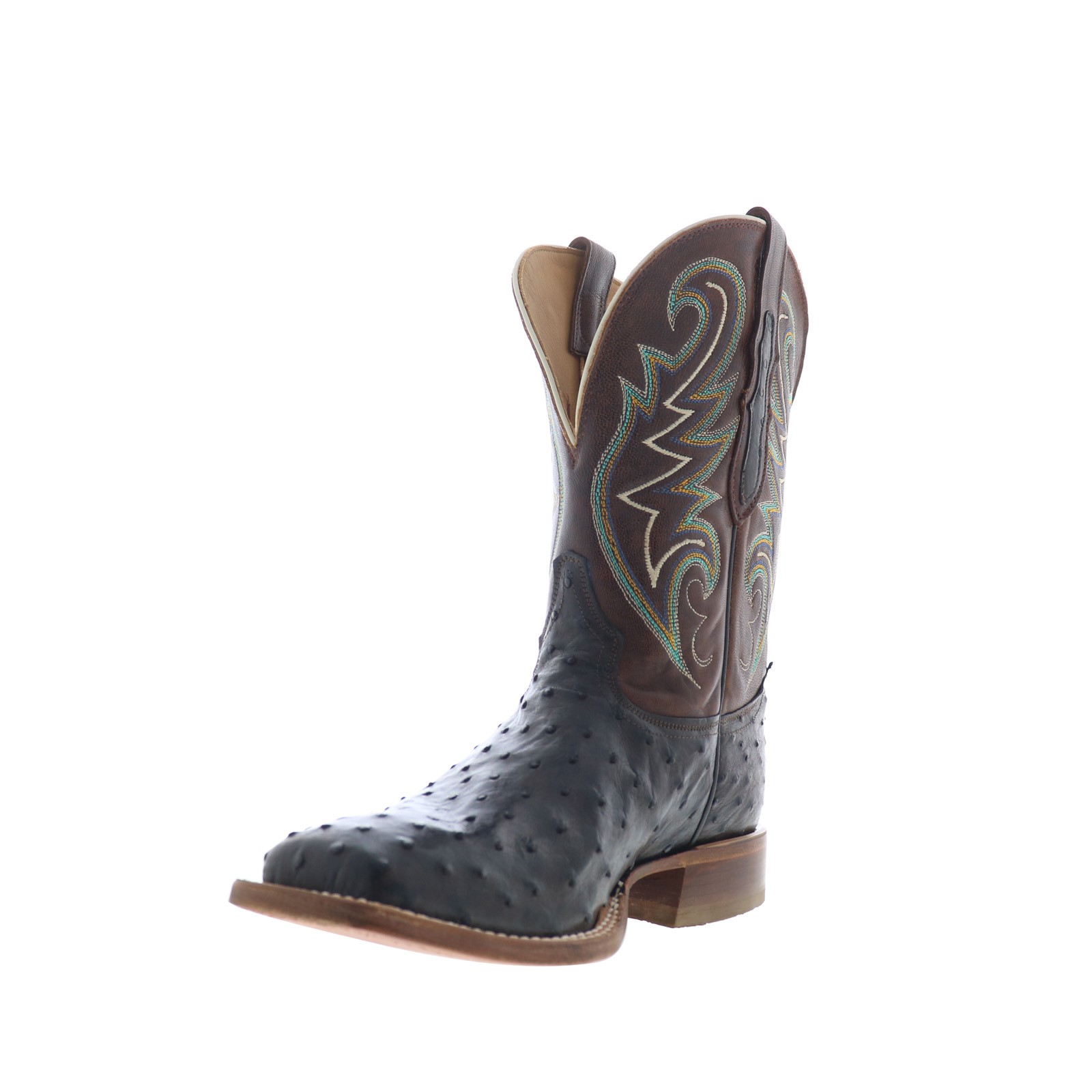 Tony Lama Foster Full Quill Ostrich Made In USA Mens Black Wide Western Boots