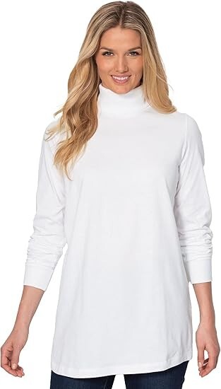 Woman Within Long Sleeve Turtleneck Tee Plus Size Knit Basic Layering Top
