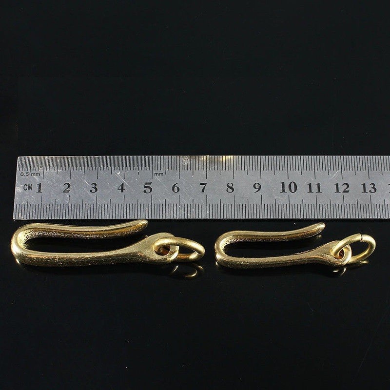 2 Size Retro Solid Brass KeyChain Key Ring Belt U Hook Wallet Chain Fish Hook C