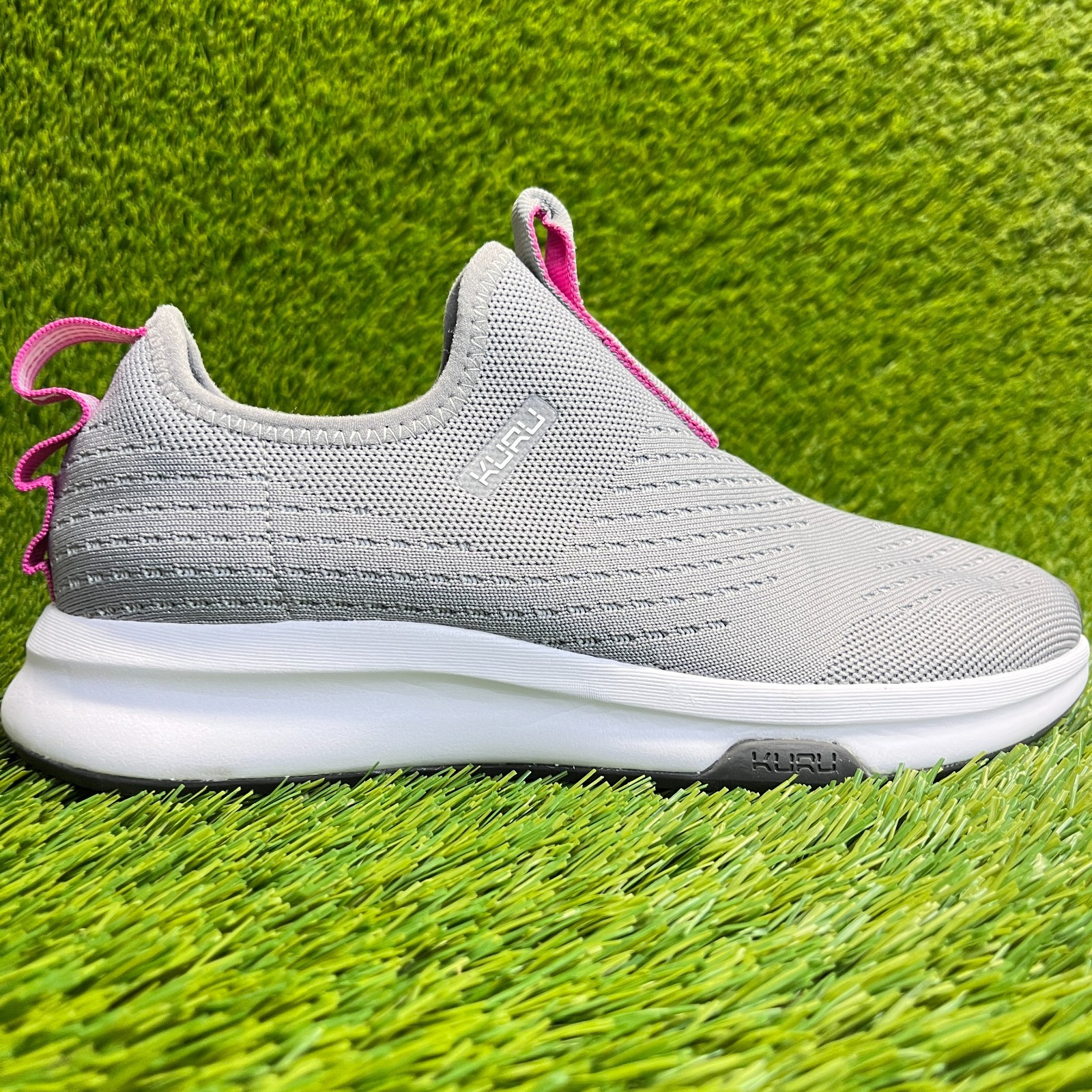 Kuru Atom Womens Size 8.5 Gray White Athletic Walking Slip On Shoes Sneakers