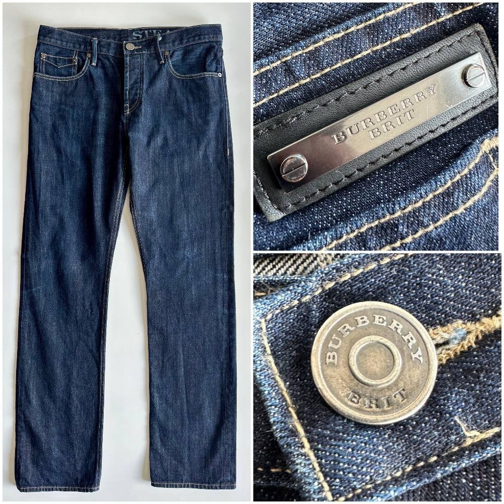 BURBERRY Brit Steadman Indigo Blue Denim Jeans Men’s 34R Straight Leg