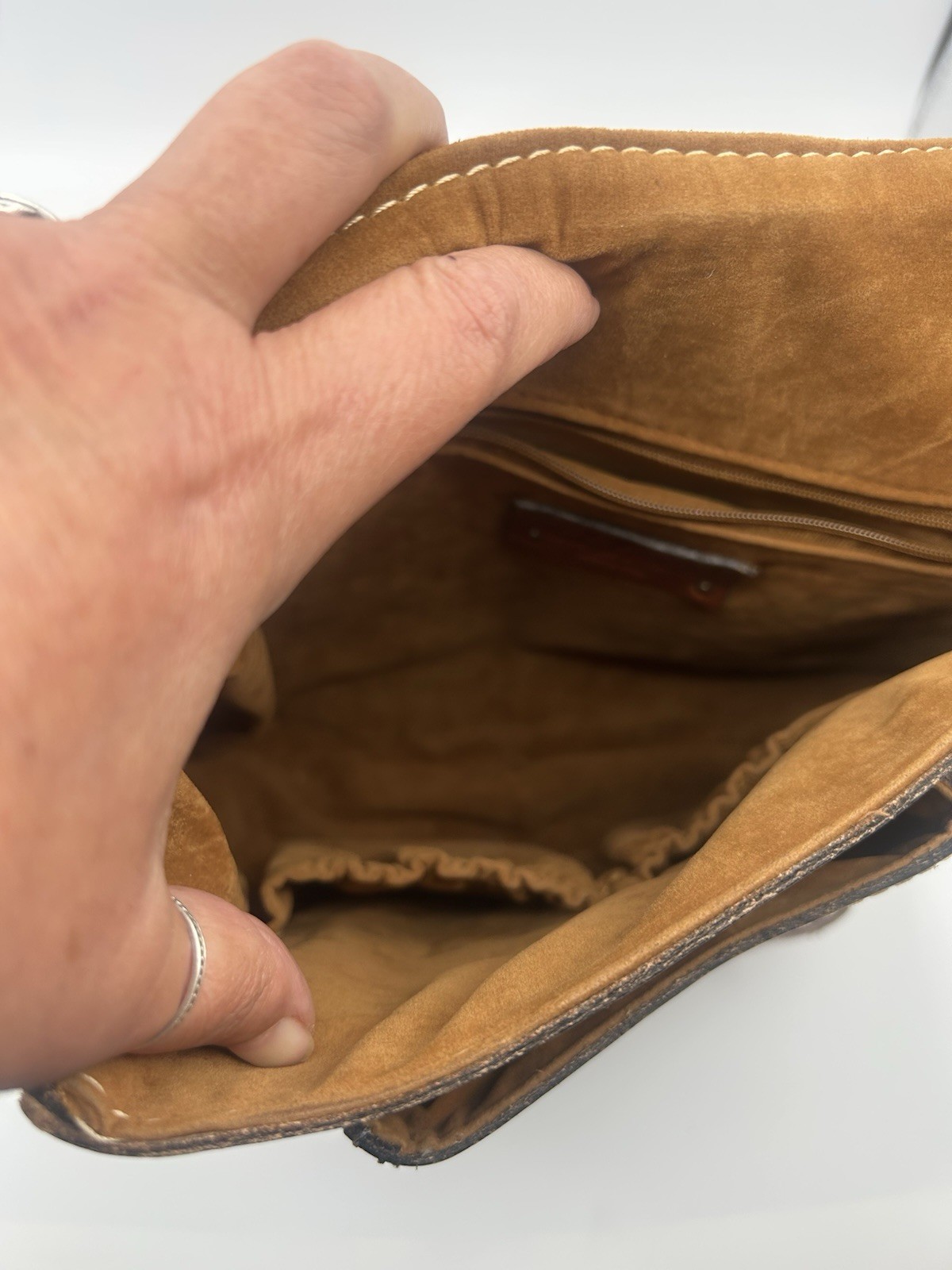 Patricia Nash Barcelona Large Saddlebag Tooled Italian Leather Brown Western